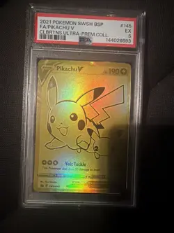 Pokemon Pikachu v SWSH145 Gold Holo TCG Promo Card UPC PSA EX 5 - Image 1