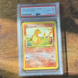 Pokemon Charmander 46/102 Base Set Regular Common PSA 8 Card 1999 - Image 1