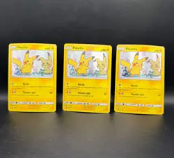 Lot of 3x 2019 Pokemon Sun & Moon Rare Holo Promo Pikachu Cards SM162 - Image 1