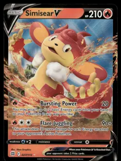 Pokemon Cards Simisear V 027/172 Brilliant Stars Holo Rare V NM *2 - Image 1