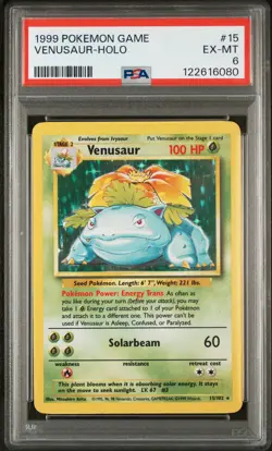 1999 POKEMON BASE SET UNLIMITED #15 VENUSAUR-HOLO PSA 6 - Image 1