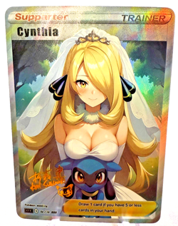 Waifu Pokemon Full Art Cynthia Wedding Dress Beautiful Cosplay Holo NM - Image 1