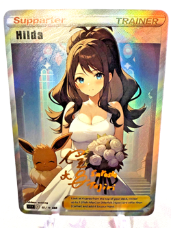Waifu Pokemon Full Art Hilda Wedding Dress Beautiful Cosplay Holo NM - Image 1