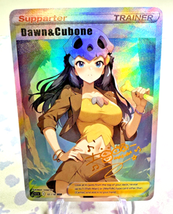 Waifu Pokemon Dawn & Cubone Beautiful Full Art Cosplay Holo NM - Image 1