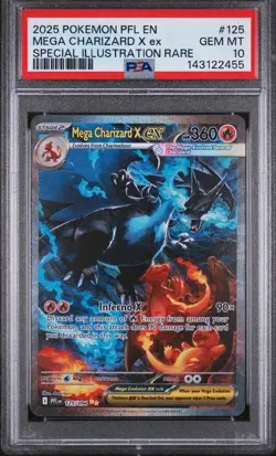 2025 Pokemon Phantasmal Flames Mega Charizard X ex 125 SIR PSA 10 Gem Mint - Image 1