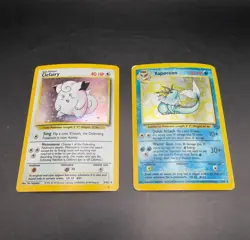 Lot of 2 Vintage 1999 HOLO Pokemon Cards: Clefairy & Vaporeon - Image 1