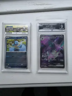 2 x graded pokemon cards squirtle and team rockets nidoking ex - Image 1