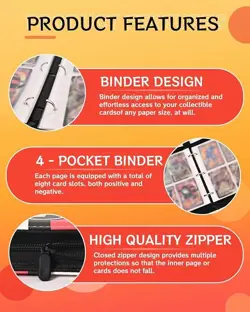 Pokemon Trading Card Binder Holds 400 Cards Double Sided MTG Collectible TCG CCG - Image 5