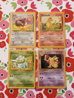 1999 Pokemon TCG Base Set Vintage Eevee Charmander Bulbasaur Kadabra Lot-NM - Image 1