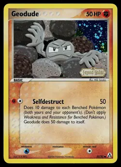 Pokemon Card - Geodude Legend Maker 53/92 Common Reverse Holo Stamped - Image 1