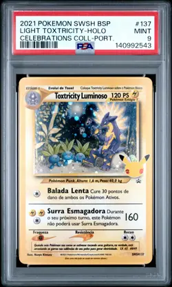 2021 POKEMON PROMO CELEBRATION COLLECTION-PORTUGUESE LIGHT TOXTRICITY-HOLO PSA 9 - Image 1