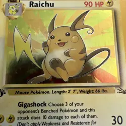1999 Pokemon TCG Raichu Fossil 14/62 Holo 1st Edition Holo Rare - EX-NM - Image 2