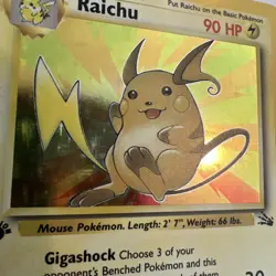 1999 Pokemon TCG Raichu Fossil 14/62 Holo 1st Edition Holo Rare - EX-NM - Image 3