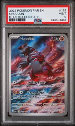 2023 POKEMON PAR EN-PARADOX RIFT ILLUSTRATION RARE #199 GROUDON PSA 9 - Image 1