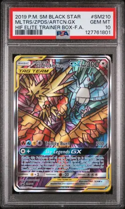 2019 POKEMON SM BLACK STAR PROMO FULL ART/MOLTRES & ZAPDOS & ARTICUNO GX PSA 10 - Image 1