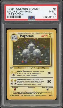1999 Pokemon SPANISH 1st Edition Base Set Magneton Holo 9/102 PSA 9 MINT - Image 1