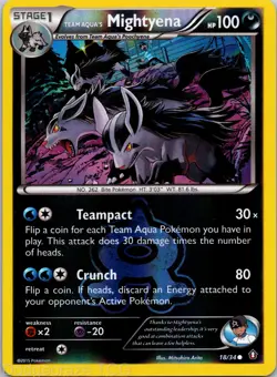 Team Aqua's Mightyena 18/34 Common Double Crisis Pokemon Reverse Holo NM - Image 1