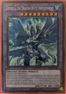 YuGiOh Trishula, the Dragon of Icy Imprisonment Secret Rare 1st Ed BLAR-EN048 NM - Image 1