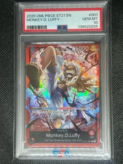 2025 One Piece TCG English ST 21-001 Monkey D Luffy PSA 10 Gem Mt - Image 1