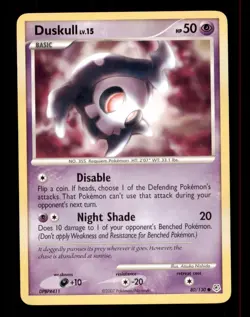 2X Pokemon Card Duskull LV.15 Diamond & Pearl 80/130 MODERATELY PLAYED Common!!! - Image 1