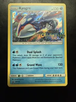 2018 Kyogre SM129 Celestial Storm Prerelease Holo Rare Promo Pokemon Card - NM - Image 1