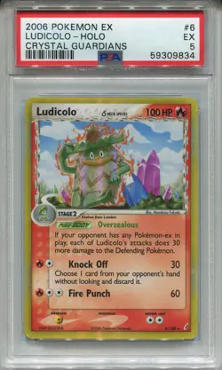 Pokemon Ex Crystal Guardians #6 Ludicolo Holo PSA 5 - Image 1