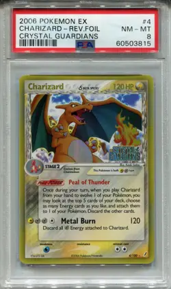 Pokemon Ex Crystal Guardians #4 Charizard Reverse Foil PSA 8 - Image 1
