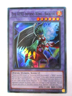 Yugioh! Evil HERO Inferno Wing - Backfire Suda-En032 Super Rare Near Mint!! - Image 1