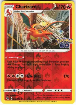 Charizard Pokemon GO (PGO) 010/078 Pokemon TCG Card (Reverse Holo) NM - Image 1