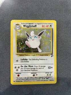 Pokemon TCG Wigglytuff Base Set 2 Holo Unlimited Rare Card 19/130 Swirl LP- - Image 1