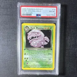 2000 Pokemon Team Rocket Dark Weezing 14/82 1st Edition Holo Rare PSA 8 - Image 1
