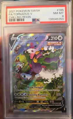 2021 Pokemon SWSH Chilling Reign Tornadus V Alt Alternate Art 185/198 PSA 8 - Image 1