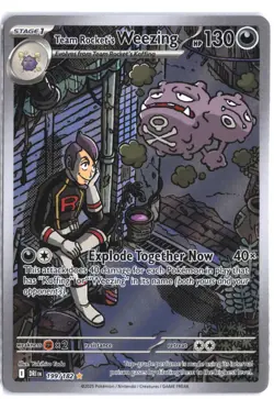 Team Rocket's Weezing 199/182 Illustration Rare Destined Rivals Pokemon - Image 1