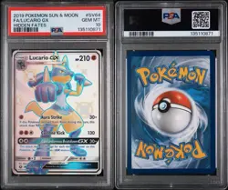 2019 POKEMON SUN & MOON HIDDEN FATES #SV64 FULL ART/LUCARIO GX PSA 10 - Image 3