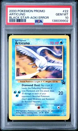 2000 Articuno Wizards Black Star Promo #22 Aoki Error Pokemon - PSA 10 Gem Mint - Image 1