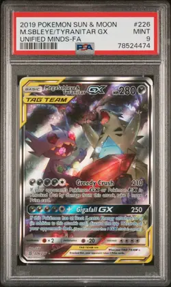 PSA 9 Pokemon TCG Mega Sableye & Tyranitar Tag Team Gx Holo #226 - Image 1