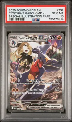 2025 Pokemon Destined Rivals Cynthia’s Garchomp SIR ex #232 PSA 10 GEM 8914 - Image 1