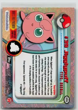 Jigglypuff #39 Topps Series 1 Black Logo Pokemon LP - Image 2