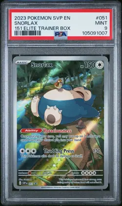 2023 Pokemon SVP EN Snorlax 051 Promo 151 Elite Trainer Box PSA 9 - Image 1