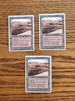3x Magic the Gathering Strip Mine 4th Edition Land Card -NM - Image 1