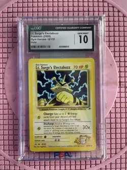 CGC 10 GEM MINT Lt. Surge's Electabuzz 2000 Gym Heroes 6/132 Graded Pokemon Card - Image 1