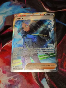 Geeta Holo Full Art Ultra Rare Trainer 218/197 Pokemon TCG Obsidian Flames - Image 1