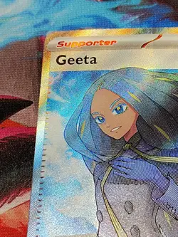 Geeta Holo Full Art Ultra Rare Trainer 218/197 Pokemon TCG Obsidian Flames - Image 2