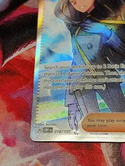 Geeta Holo Full Art Ultra Rare Trainer 218/197 Pokemon TCG Obsidian Flames - Image 5
