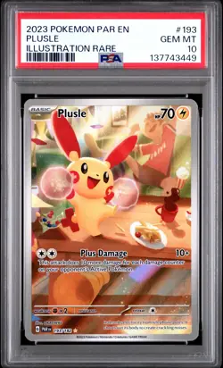 2023 POKEMON PAR EN-PARADOX RIFT ILLUSTRATION RARE #193 PLUSLE PSA 10 - Image 1