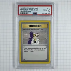 1999 Pokemon Shadowless Imposter Professor Oak Trainer PSA 10 Gem Mint Base Set - Image 1