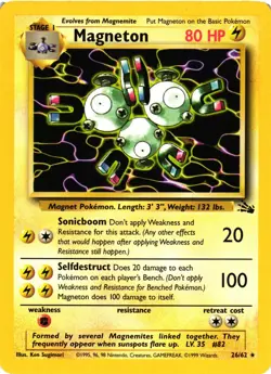 Pokemon TCG Magneton Fossil Set 26/62 Unlimited Non-Holo Rare LP - Image 1
