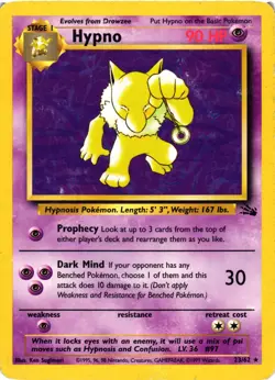 Pokemon TCG Hypno 23/62 Fossil Unlimited MP - Image 1