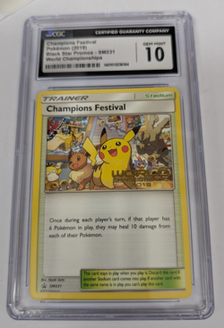 Pokemon Champions Festival 2019 Black Star Promos World Championship CGC 10 B - Image 1