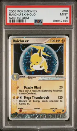 Pokemon EX Sandstorm #98/100 Raichu EX Holo – PSA 9 Mint (2003) - Image 1